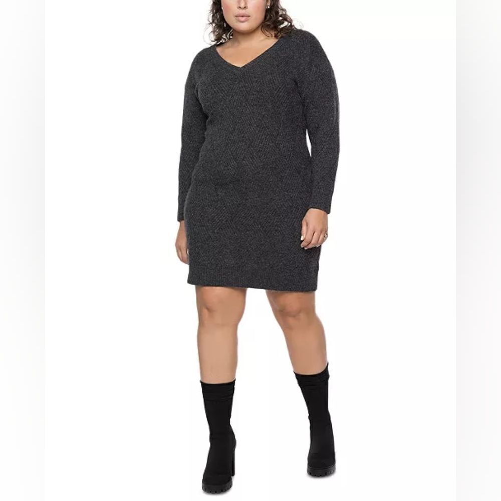 Black Tape Plus Size Diamond-Pattern Sweater Dress sz 1x